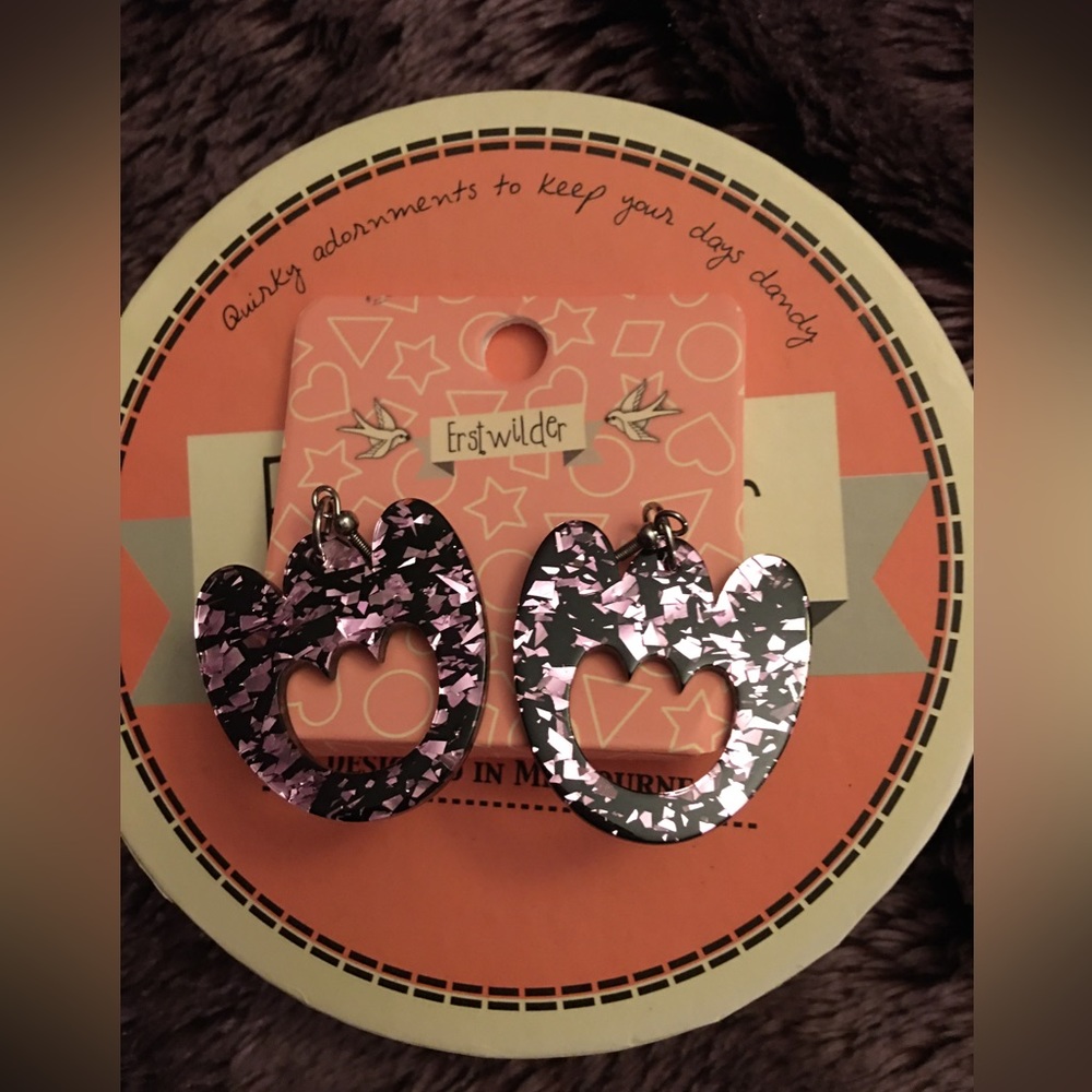 Erstwilder Resin earrings, vintage , claw new with tags , lucky dip , brooch